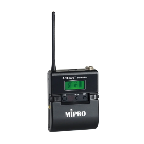 جهاز إرسال محمول (Bodypack) تناظري UHF طراز MIPRO ACT-500T - أسود