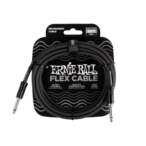 Ernie Ball P06434 كابل آلة موسيقية فليكس بطرف مستقيم / مستقيم بطول 10 أقدام - أسود