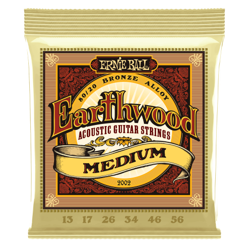 أوتار جيتار صوتي Ernie Ball P02002 Earthwood Medium برونز 80/20 - مقاس 13-56
