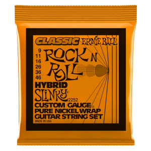 Ernie Ball P02252 - Hybrid Slinky Classic Rock n Roll Pure Nickel Wrap Electric Guitar Strings - 9-46 Gauge