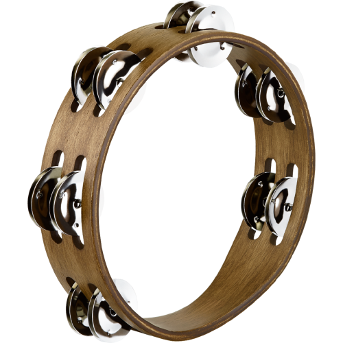 Meinl Percussion دف خشبي صغير مقاس 8 بوصة، بني جوز، أجراس من الفولاذ المقاوم للصدأ