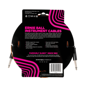كابل آلات موسيقى مضفر من Ernie Ball طراز P06426 - بطول 10 أقدام - لون "فطيرة اليقطين"