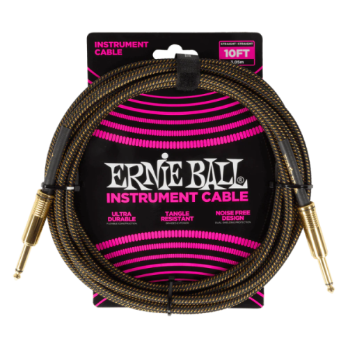 كابل آلات موسيقية مضفر من Ernie Ball طراز P06428 بطول 10 أقدام - Pay Dirt