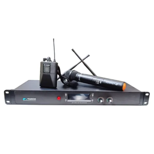PeopleLink UHF Wireless Mic with Two Lavalier/Headband Mics - Black